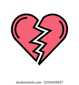 broken heart sad mood color icon vector. broken heart sad mood sign. isolated symbol illustration
