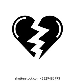 vector de icono de glifo de ánimo de tristeza de corazón roto. señal de mal humor de corazón. ilustración de símbolo aislado