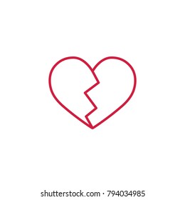 broken heart sadness symbol thin line red icon