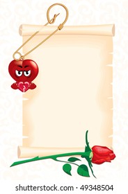 Broken heart and a scroll of paper. Sorry.