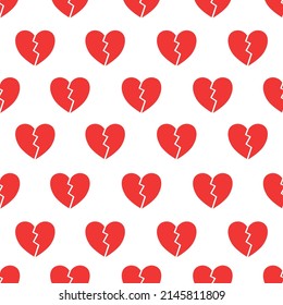 Broken heart seamless pattern on white background.