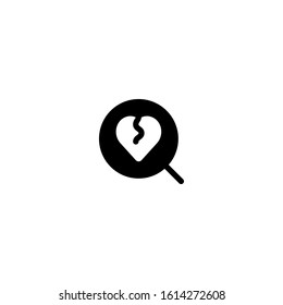 Broken Heart Search Icon, Logo, Vector.