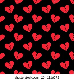 Broken Heart for separated couple vector creative geometric seamless pattern with dark background