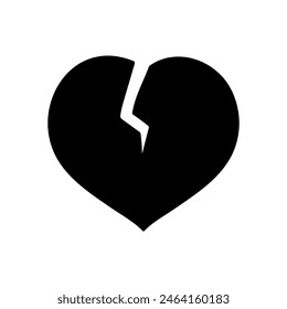 Broken heart shape black hand drawn icon