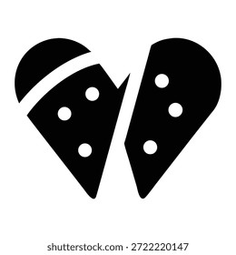Una forma de corazón roto se formó creativamente a partir de dos rebanadas de pizza, transmitiendo una sensación de pérdida.