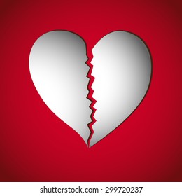 Broken Heart shape cut in paper. EPS 10 vector