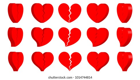 Broken Heart Shape Icon turn around , Sign Symbol Silhouette , Love , healthy , Vector illustration