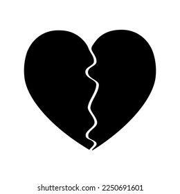 Broken heart silhouette on white background