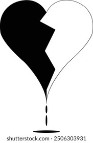 broken heart silhouette and outline