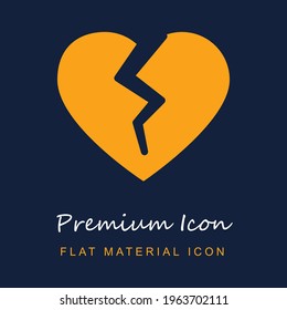 Broken Heart Silhouette Shape premium material ui ux isolated vector icon in navy blue and orange colors