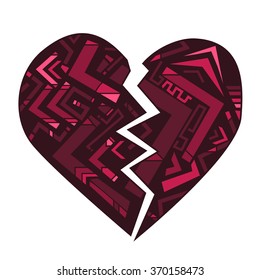 Broken heart with simple geometrical pattern
