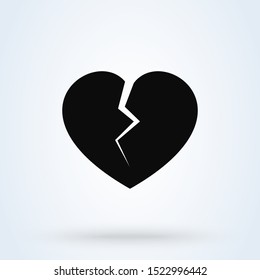 Broken heart Simple vector modern icon design illustration.