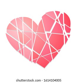 Broken heart single color icon isolated on white background. Gradient vector illustration