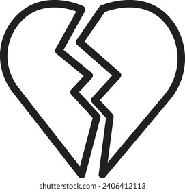 Broken heart single vector line icon