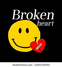 Broken Heart slogan with graffiti art style vector illustration svg