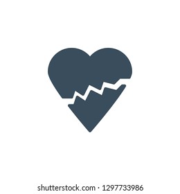 Broken heart solid style icon. Valentine's Day and Love theme for websites of web design and mobile applications.