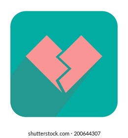 Broken heart square icon