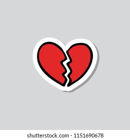 broken heart sticker doodle icon