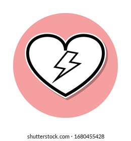 broken heart sticker icon. Simple thin line, outline vector of Death icons for ui and ux, website or mobile application