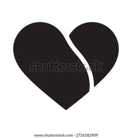 a broken heart symbol in black on a white background