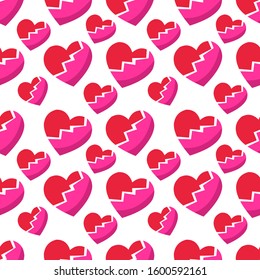 broken heart symbol seamless pattern vector illustration background