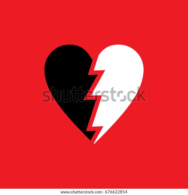 Broken Heart Symbol Vector Stock Vector Royalty Free 676622854