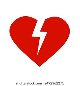 broken heart symbol vector on white background
