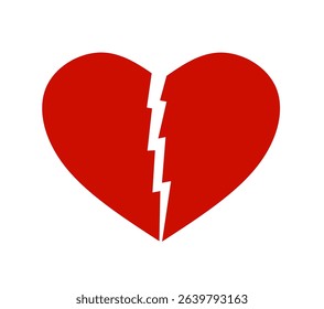 broken heart symbol vector on white background