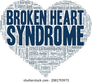 Broken Heart Syndrome Vector Illustration Word Cloud Isolated On White Background.