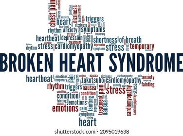 Broken Heart Syndrome vector illustration word cloud isolated on white background.