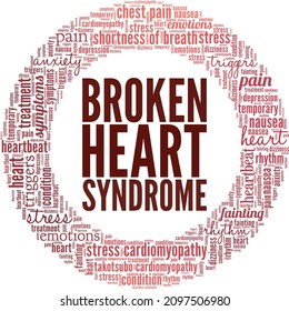 Broken Heart Syndrome Vector Illustration Word Cloud Isolated On White Background.