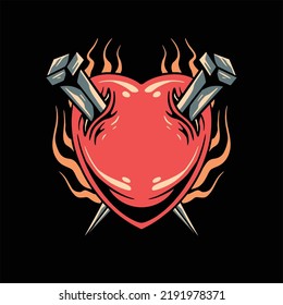 Broken Heart Tattoo Vector Design