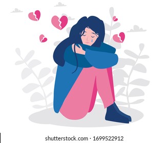Girl with broken heart art Royalty Free Stock SVG Vector