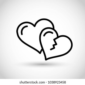 Broken heart thin line icon vector