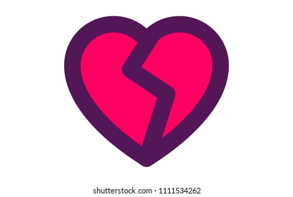 Broken heart two color icon