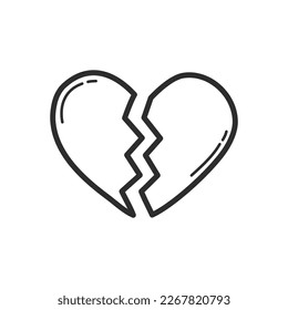 Broken heart  two halves the heart icon  Hand drawing design style  Vector 