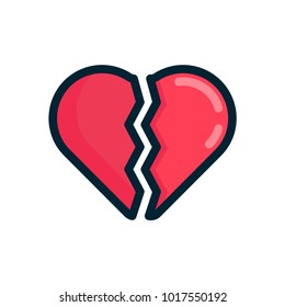 broken heart valentine icon filled outline