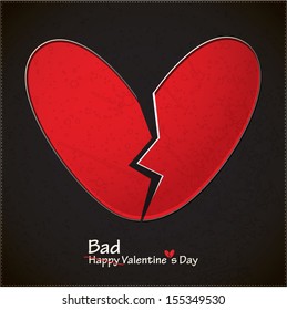 Broken heart. Valentine`s day card. vector