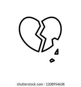 Broken heart valentines day vector icon