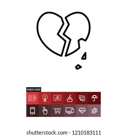 Broken heart valentines day vector icon