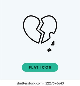 Broken heart valentines day vector icon
