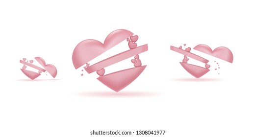 broken heart for valentine's day, vector illustration