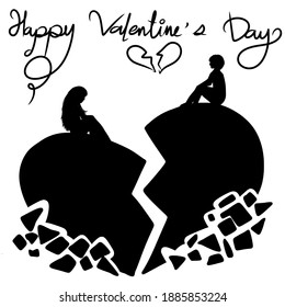 broken heart in valentine's day vector