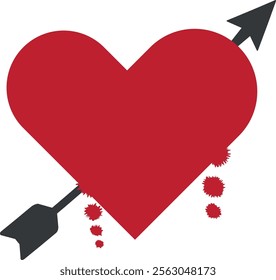 Broken heart vector art illustration with white background