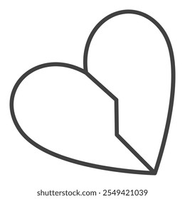 Broken Heart vector Breakup thin line icon or sign