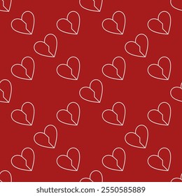 Broken Heart vector Breakup thin line seamless pattern