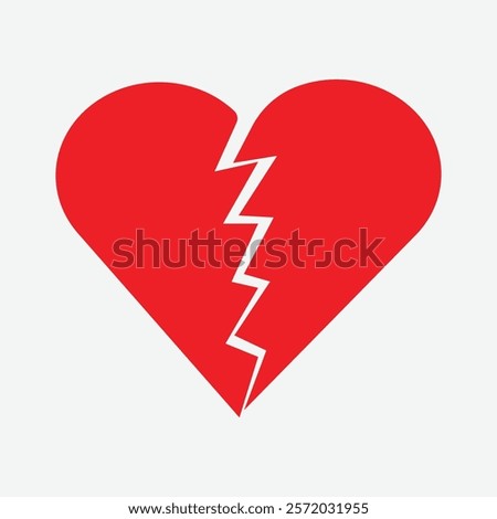 Broken Heart Vector. Heart Brocken Icon Vector. Red broken heart. Heartbreak Icon. Broke The Heart.