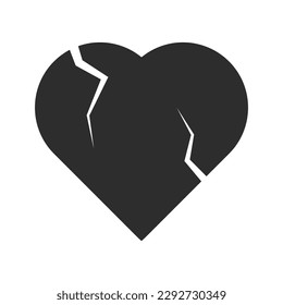 Broken heart vector. Cracked heart icon. Symbol of love.
