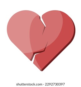 Broken heart vector. Cracked heart icon. Symbol of love. Stylish heart icon. 