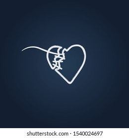 Broken Heart vector design with dark background